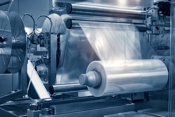 Produzione di sacchetti di plastica.